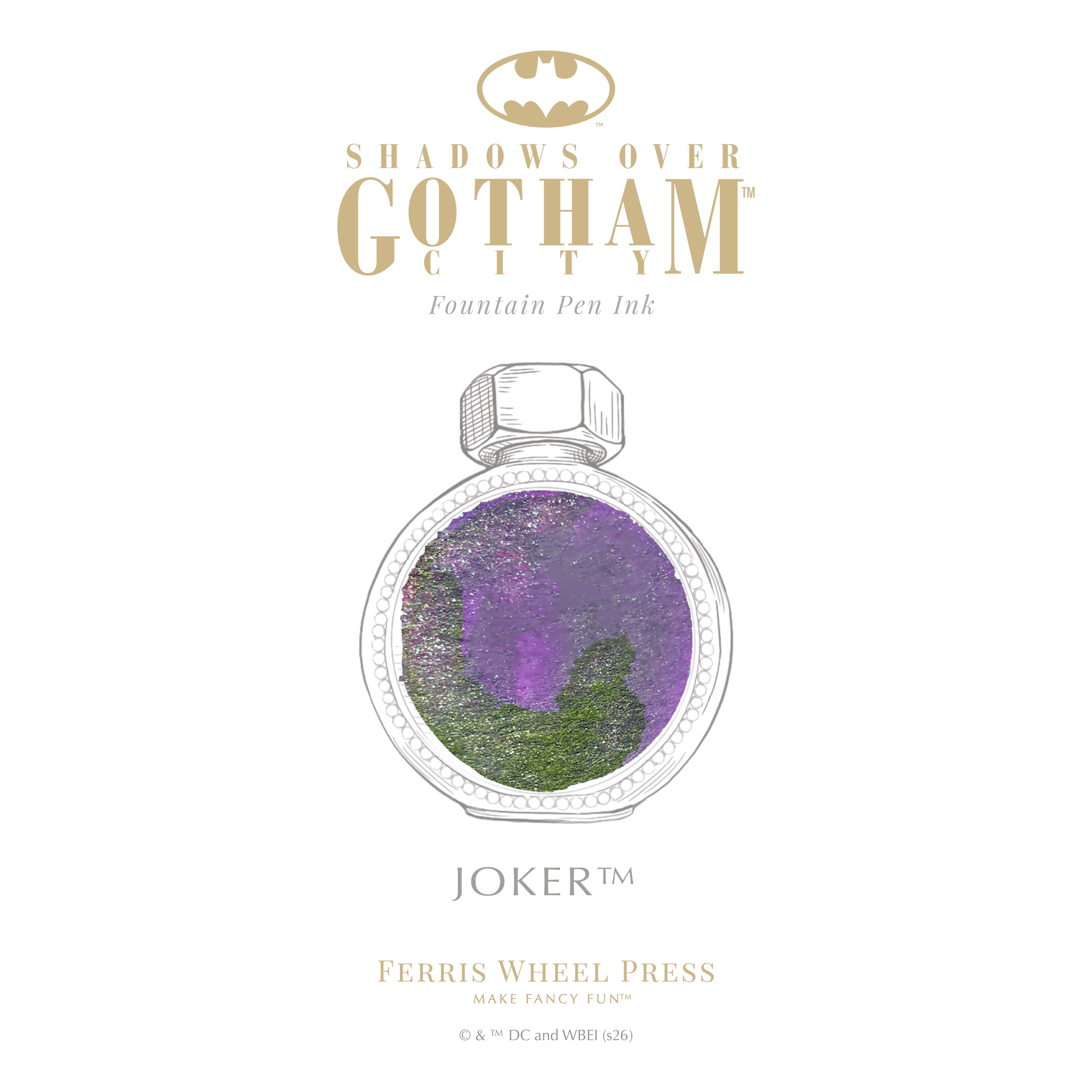 Shadows over Gotham City | Marquise Pen & Ink Set | Joker - Ferris Wheel Press Canada