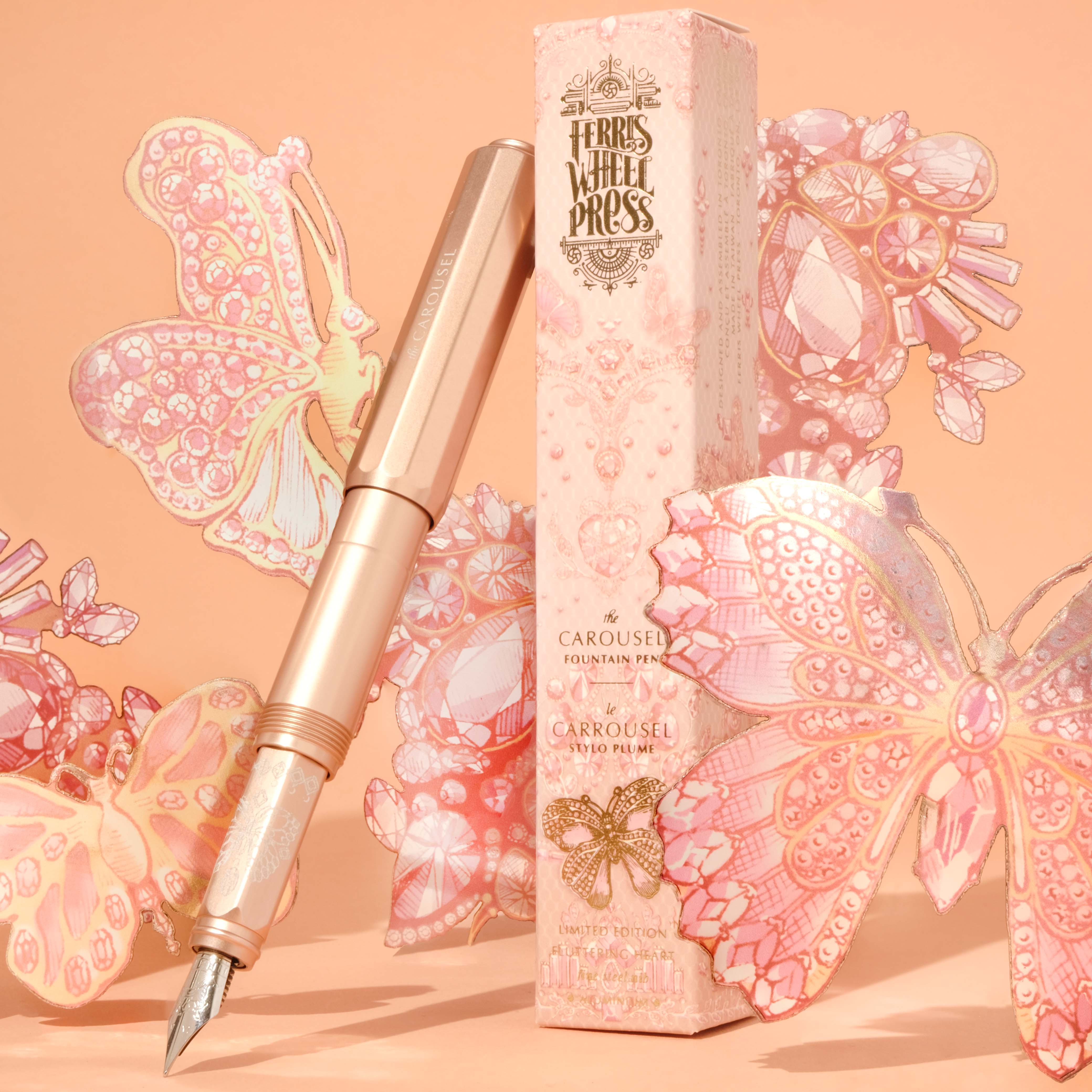 Limited Edition 2023 | Aluminum Carousel Fountain Pen - The Fluttering Heart