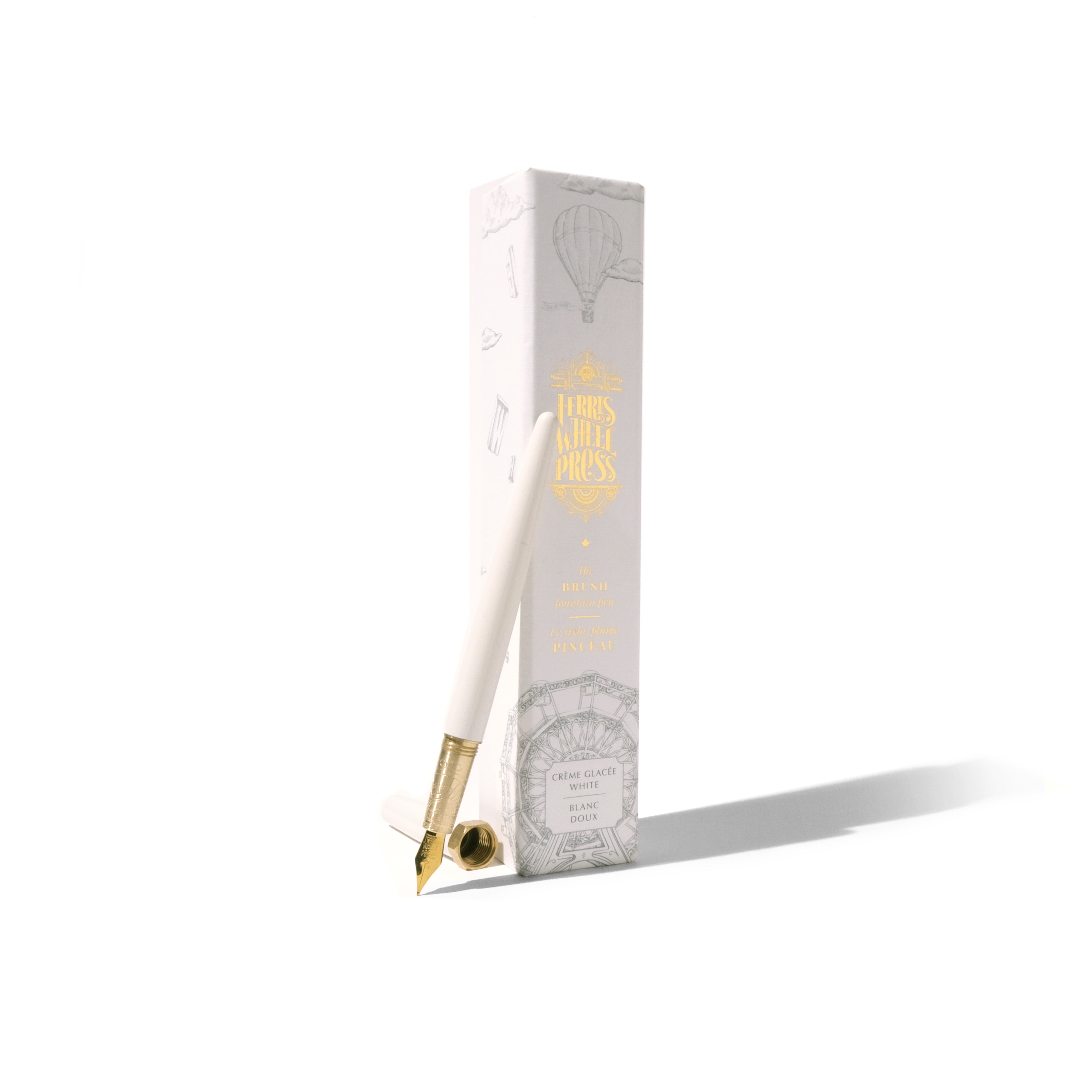 The Brush Fountain Pen | Gold Plated Nib - Crème Glacée White
