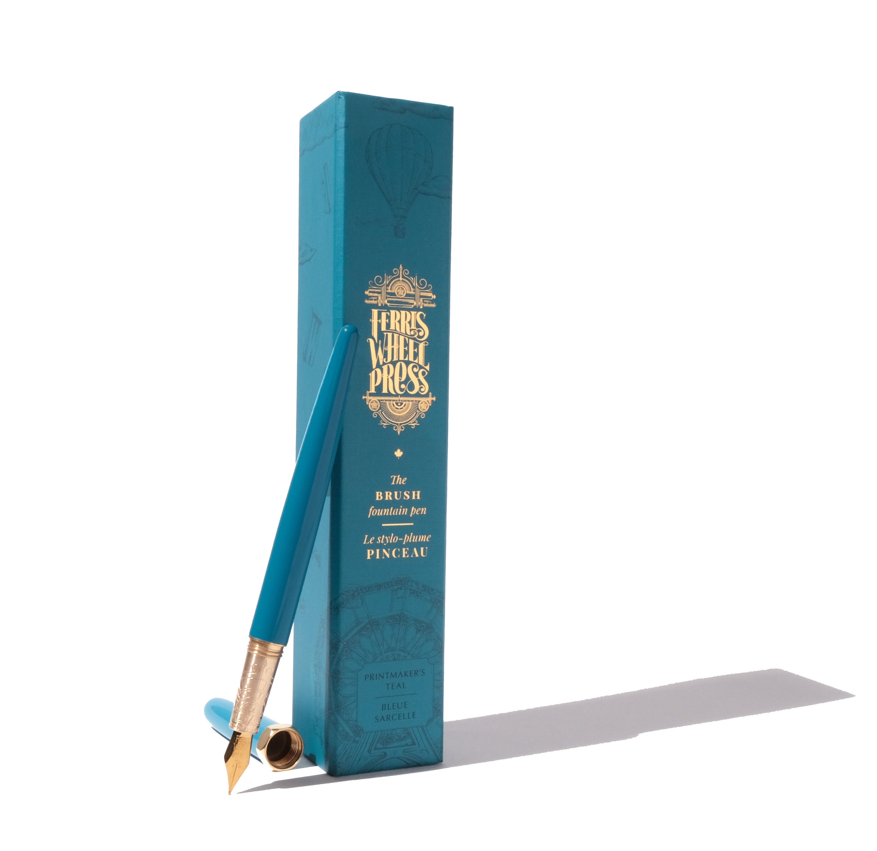 The Brush Fountain Pen | Gold Plated Nib - Printmaker's Teal